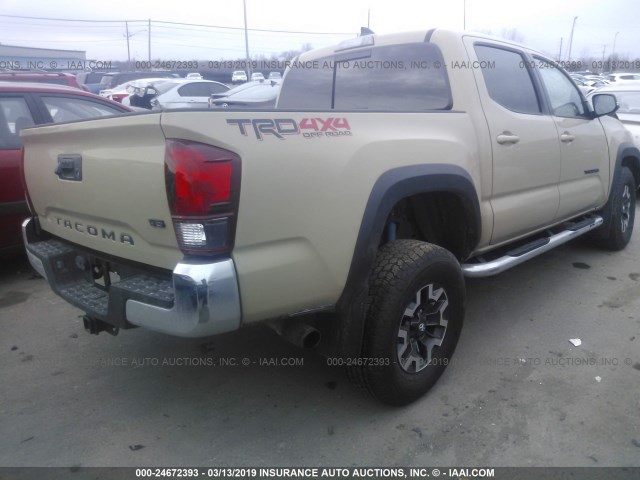 3TMCZ5AN8KM201011 - 2019 TOYOTA TACOMA DOUBLE CAB/SR/SR5/TRD SPO BEIGE photo 4