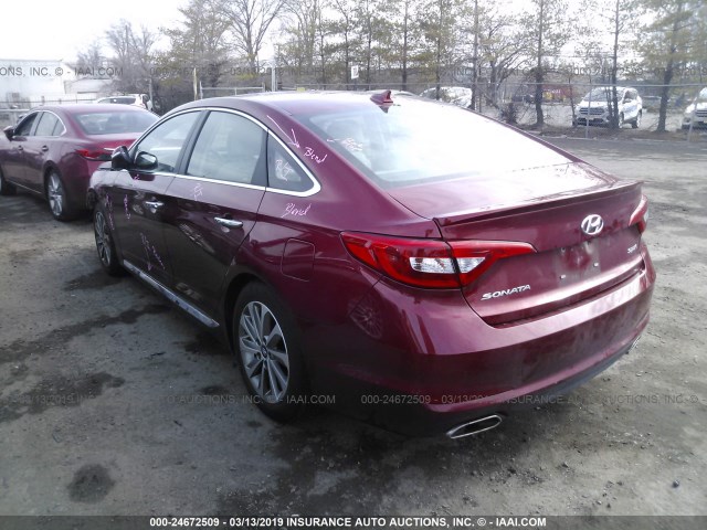 5NPE34AF0GH428011 - 2016 HYUNDAI SONATA SPORT/LIMITED RED photo 3