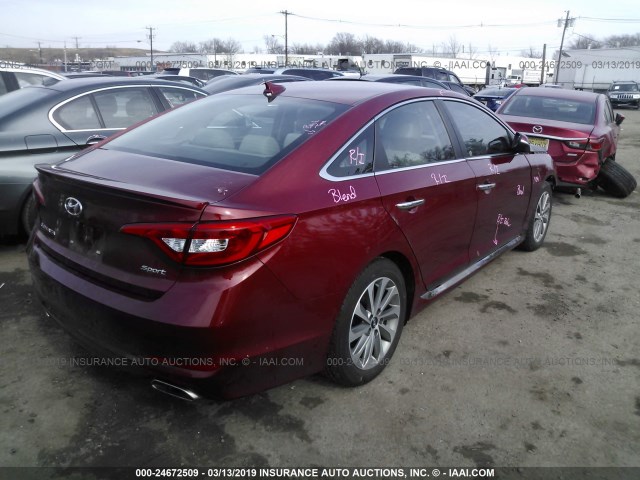 5NPE34AF0GH428011 - 2016 HYUNDAI SONATA SPORT/LIMITED RED photo 4