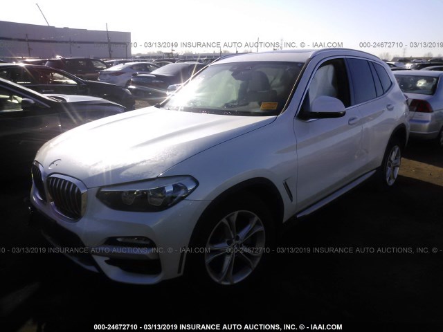 5UXTR9C59KLD93689 - 2019 BMW X3 XDRIVE30I WHITE photo 2