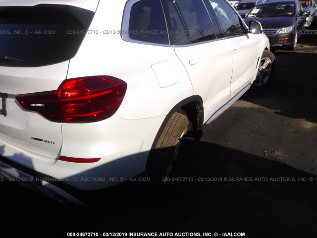 5UXTR9C59KLD93689 - 2019 BMW X3 XDRIVE30I WHITE photo 6
