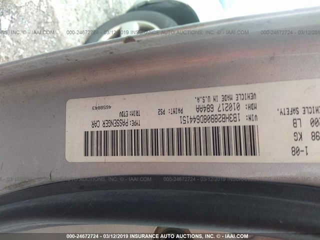 1B3HB28B08D644151 - 2008 DODGE CALIBER SILVER photo 9