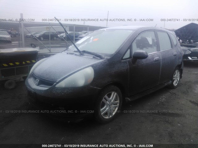 JHMGD38647S005762 - 2007 HONDA FIT S BLACK photo 2