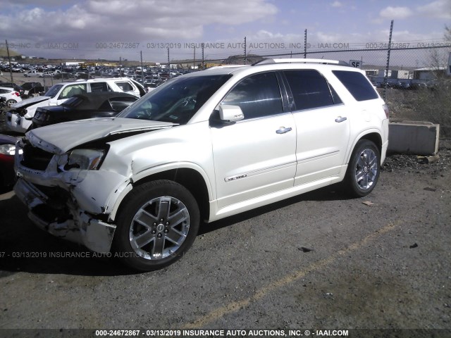 1GKKRTED4BJ208878 - 2011 GMC ACADIA DENALI WHITE photo 2