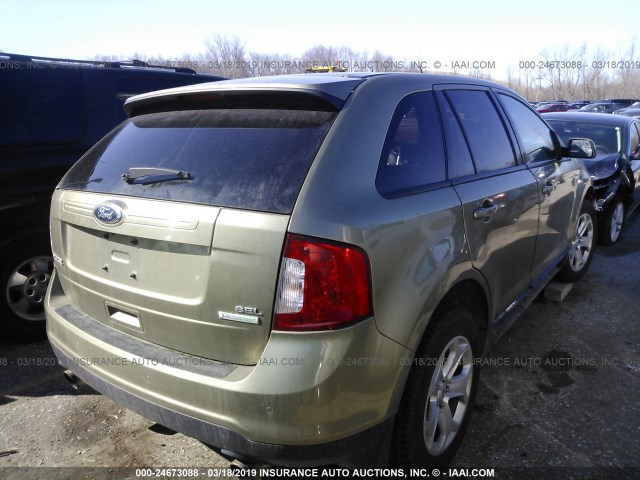 2FMDK3J94DBB87804 - 2013 FORD EDGE SEL GREEN photo 4