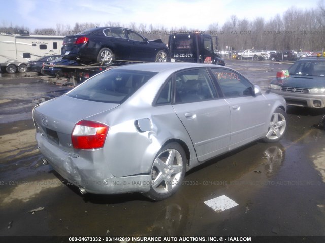 WAULC68E62A215965 - 2002 AUDI A4 1.8T QUATTRO SILVER photo 4