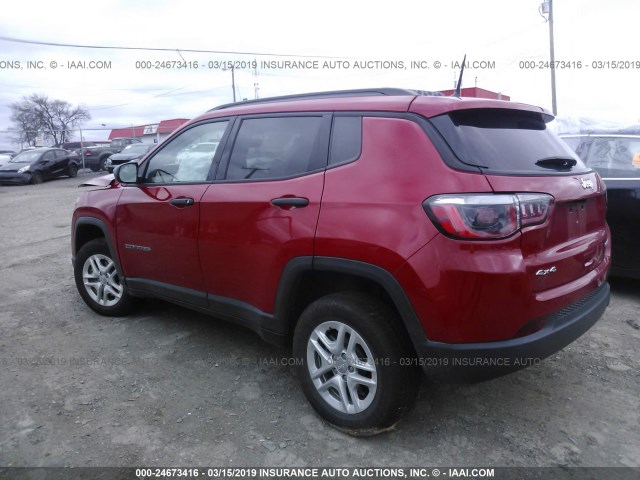 3C4NJDAB2JT191886 - 2018 JEEP COMPASS SPORT RED photo 3