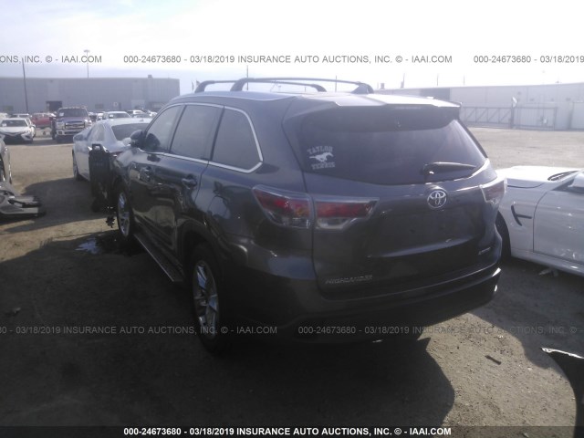 5TDYKRFH1ES034564 - 2014 TOYOTA HIGHLANDER LIMITED/LTD PLATNUM GRAY photo 3