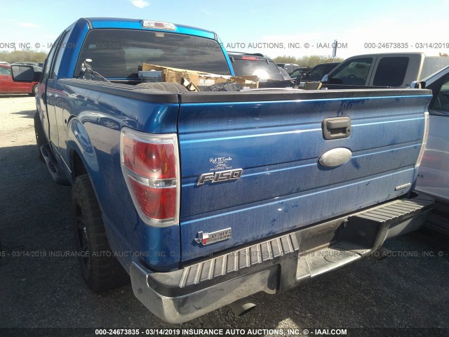 1FTEX1CM7BFD08983 - 2011 FORD F150 SUPER CAB BLUE photo 3