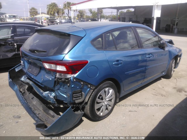 4S3GTAA67J3722239 - 2018 SUBARU IMPREZA BLUE photo 4