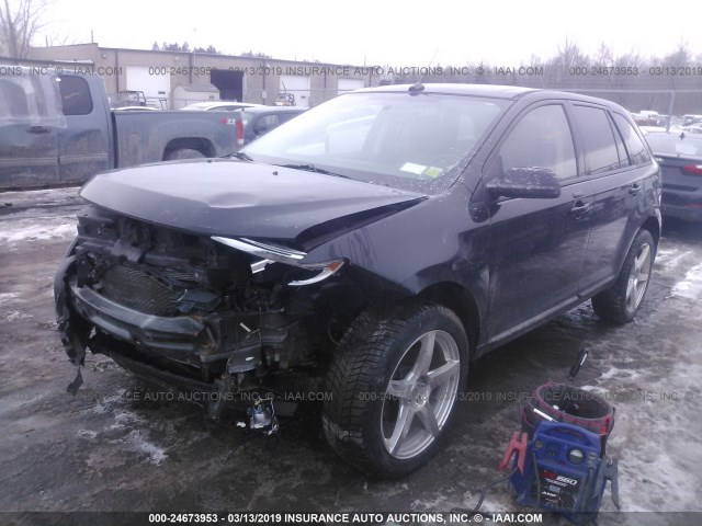 2FMDK4JC8CBA76415 - 2012 FORD EDGE SEL BLACK photo 2