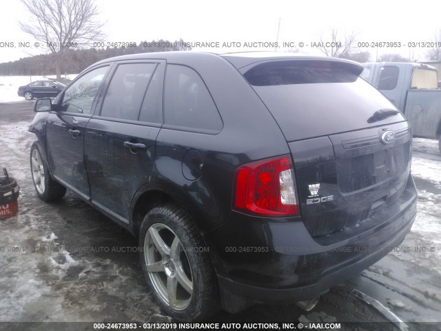 2FMDK4JC8CBA76415 - 2012 FORD EDGE SEL BLACK photo 3