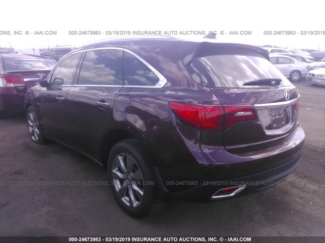 5FRYD4H90GB007901 - 2016 ACURA MDX ADVANCE MAROON photo 3