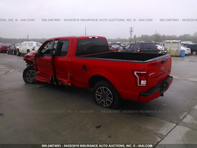 1FTFX1EF9FKE62742 - 2015 FORD F150 SUPER CAB RED photo 3