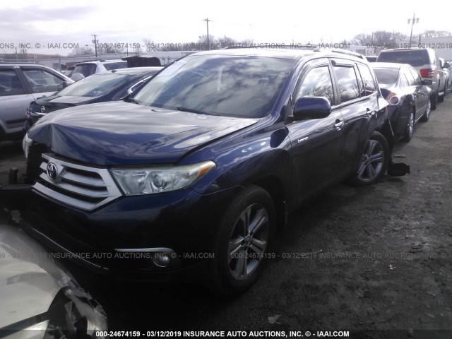 5TDYK3EH2BS039654 - 2011 TOYOTA HIGHLANDER LIMITED BLUE photo 2