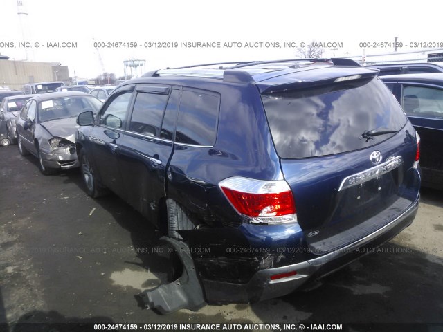 5TDYK3EH2BS039654 - 2011 TOYOTA HIGHLANDER LIMITED BLUE photo 3