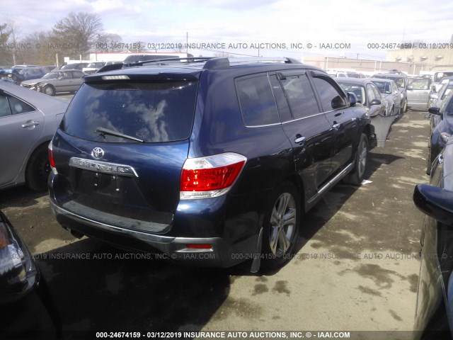 5TDYK3EH2BS039654 - 2011 TOYOTA HIGHLANDER LIMITED BLUE photo 4