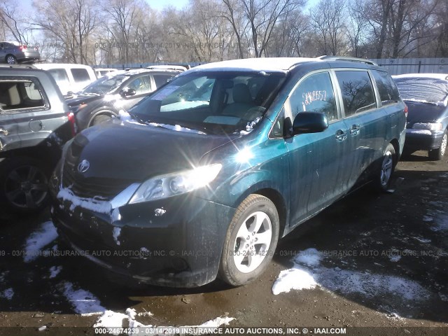 5TDKK3DC2BS105700 - 2011 TOYOTA SIENNA LE BLUE photo 2