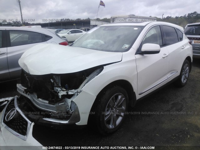 5J8TC2H74KL009823 - 2019 ACURA RDX WHITE photo 2