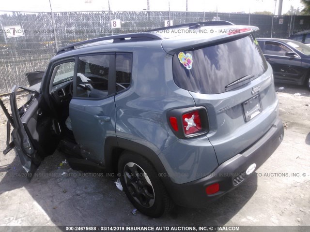 ZACCJAAB4HPE48571 - 2017 JEEP RENEGADE SPORT Light Blue photo 3