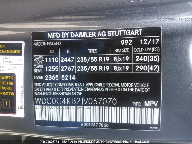 WDC0G4KB2JV067070 - 2018 MERCEDES-BENZ GLC 300 4MATIC GRAY photo 9