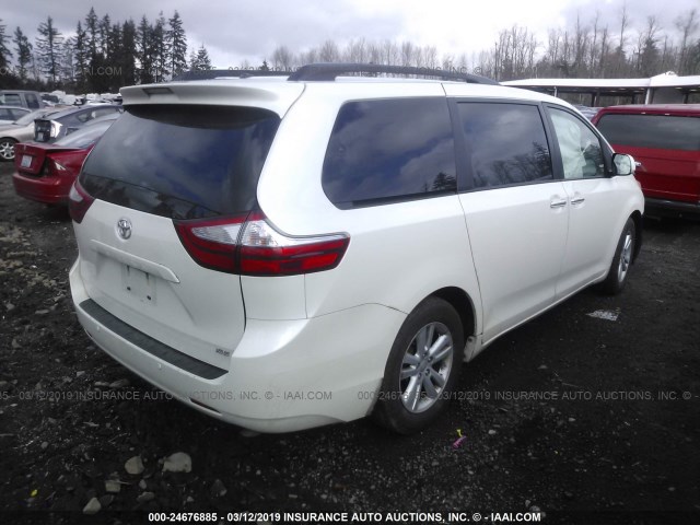 5TDYK3DC2FS555010 - 2015 TOYOTA SIENNA XLE/LIMITED WHITE photo 4