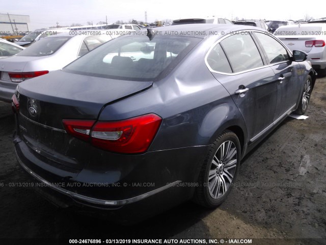 KNALN4D76E5149307 - 2014 KIA CADENZA PREMIUM/LIMITED BLUE photo 4