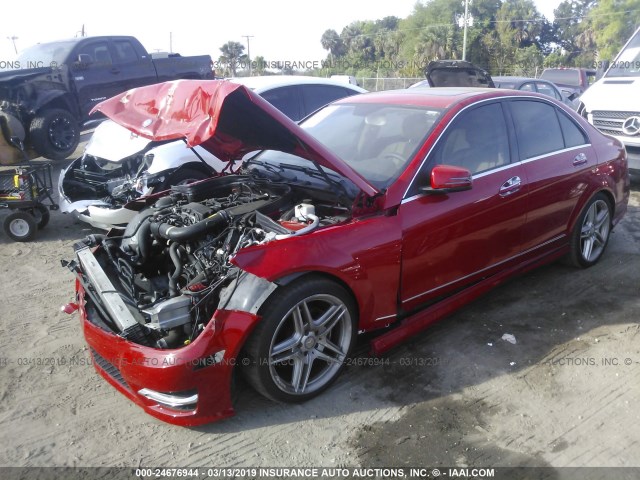 WDDGF4HB7EG253900 - 2014 MERCEDES-BENZ C 250 RED photo 2