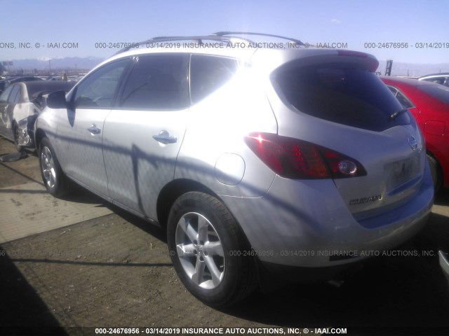 JN8AZ18U59W005684 - 2009 NISSAN MURANO S/SL SILVER photo 3