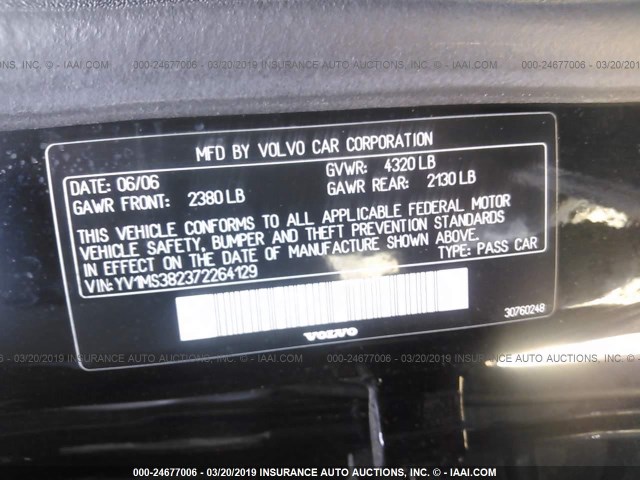 YV1MS382372264129 - 2007 VOLVO S40 2.4I BLACK photo 9