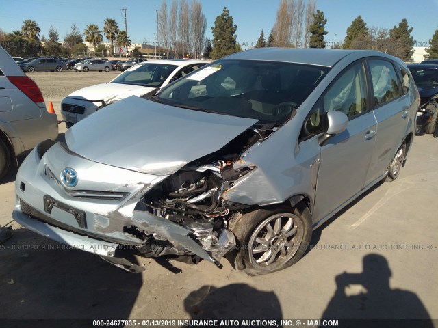 JTDZN3EU6E3319429 - 2014 TOYOTA PRIUS V Light Blue photo 2