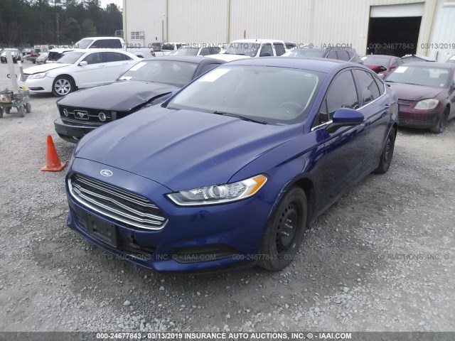 3FA6P0G76DR113228 - 2013 FORD FUSION S BLUE photo 2