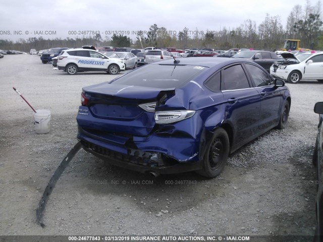 3FA6P0G76DR113228 - 2013 FORD FUSION S BLUE photo 4