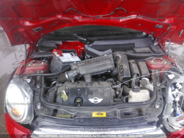 WMWSU3C53DT374058 - 2013 MINI COOPER RED photo 10