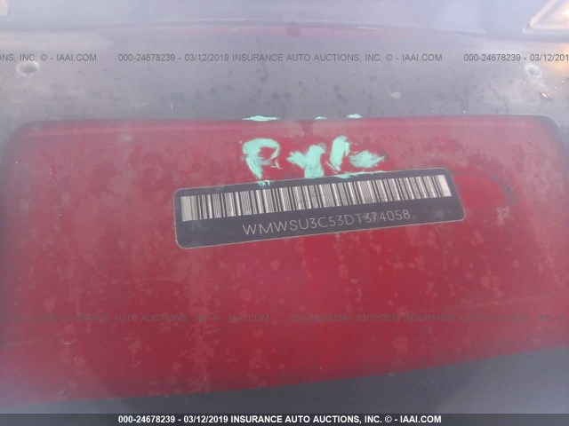 WMWSU3C53DT374058 - 2013 MINI COOPER RED photo 9