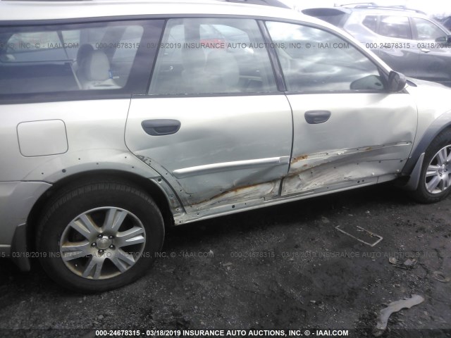 4S4BP61C557351223 - 2005 SUBARU LEGACY OUTBACK 2.5I BEIGE photo 6