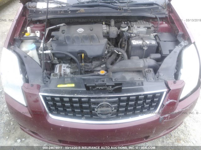 3N1AB61E58L745694 - 2008 NISSAN SENTRA 2.0/2.0S/2.0SL MAROON photo 10