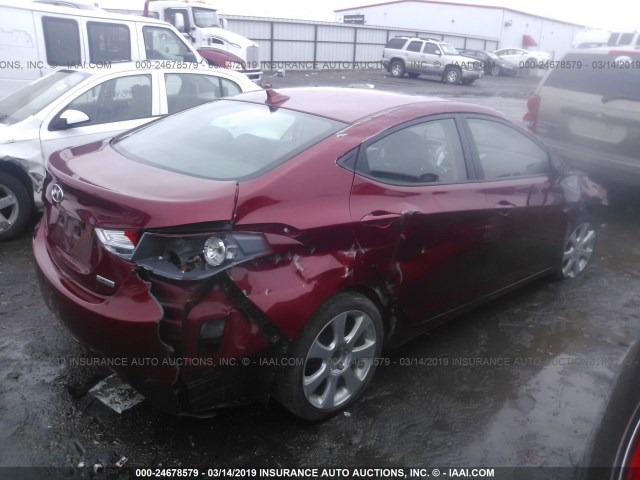 KMHDH4AE4CU450822 - 2012 HYUNDAI ELANTRA GLS/LIMITED RED photo 4