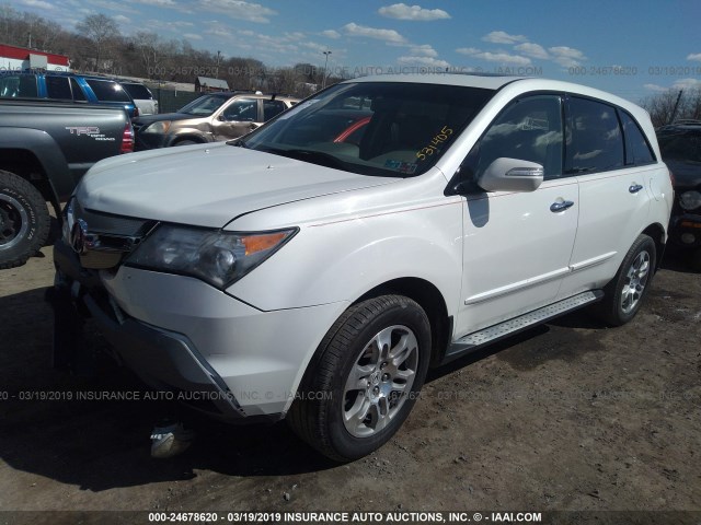 2HNYD28679H531405 - 2009 ACURA MDX TECHNOLOGY WHITE photo 2