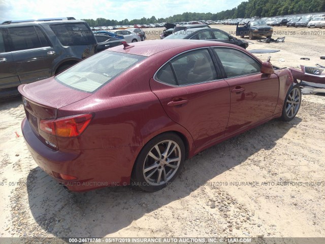 JTHBK262682058684 - 2008 LEXUS IS 250 RED photo 4