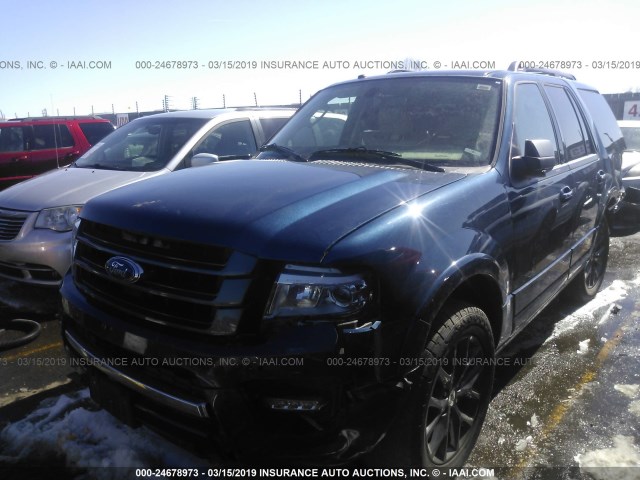 1FMJU2AT2HEA00329 - 2017 FORD EXPEDITION LIMITED BLUE photo 2