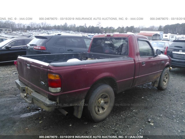 1FTYR10V4XPA60181 - 1999 FORD RANGER RED photo 4