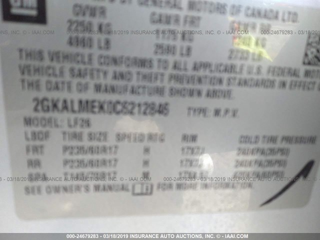 2GKALMEK0C6212846 - 2012 GMC TERRAIN SLE SILVER photo 9