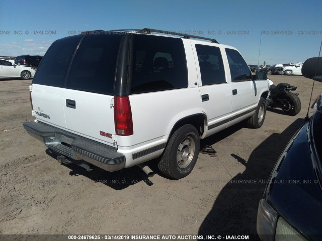 1GKEC13R2XJ789029 - 1999 GMC YUKON WHITE photo 4