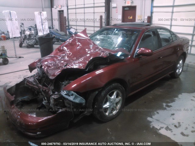 1G3NF52E2YC359807 - 2000 OLDSMOBILE ALERO GLS RED photo 2