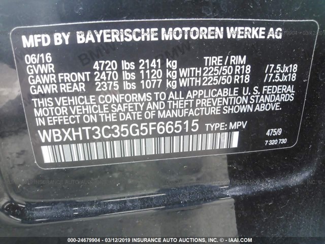 WBXHT3C35G5F66515 - 2016 BMW X1 XDRIVE28I BLACK photo 9