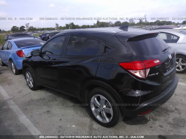 3CZRU5H72HM723233 - 2017 HONDA HR-V EXL BLACK photo 3