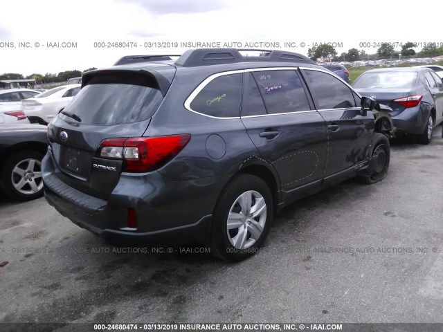 4S4BSBAC0F3215257 - 2015 SUBARU OUTBACK 2.5I GRAY photo 4