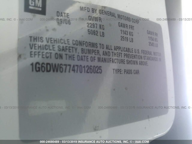 1G6DW677470126025 - 2007 CADILLAC STS 黄色 照片 9