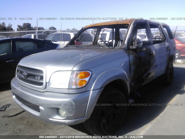 5TDZT34A72S087298 - 2002 TOYOTA SEQUOIA SR5 GRAY photo 2